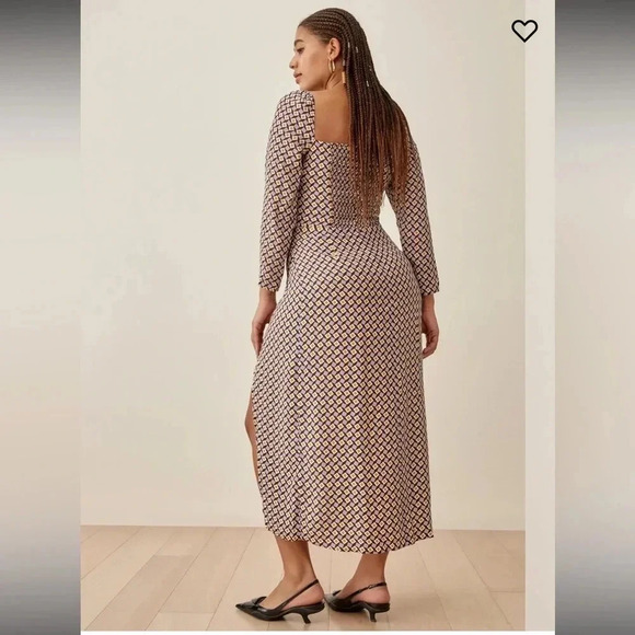 NWT!! Reformation - Hilda Midi Dress In Plaza Print - Size 0 - Purple/Brown - Picture 2 of 11
